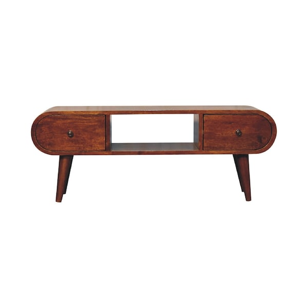 Homeroots 39in Brown Solid Wood Enclosed and Open Storage TV Stand 727855 - main