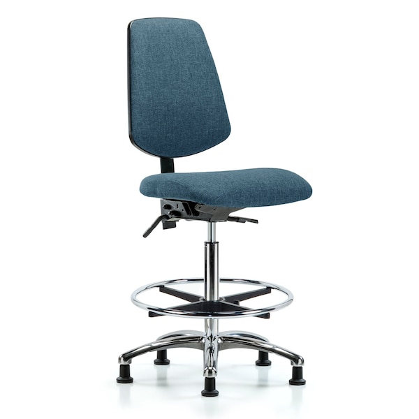 Blue Ridge Ergonomics Fab Hi Bench Chair, Med, Bk, CF, Glds, Blu, No Arms, 26" to 35-1/2" Height, Blue BR-FHBCH-MB-CR-T0-A0-CF-RG-F43 - main