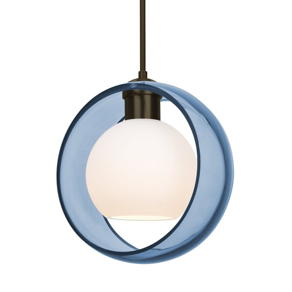 Besa Lighting Mana Pendant, Blue, Bronze Finish, 1x9W LED 1JT-MANABL-LED-BR - main