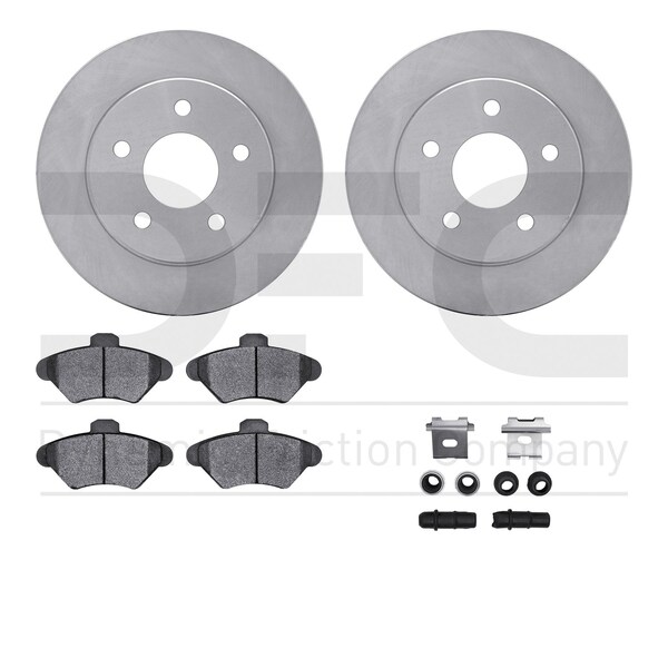 Dynamic Friction Co DFC Rotors with EURO 5000 Ceramic Brake Pads includes Hardware 6612-54011 - main