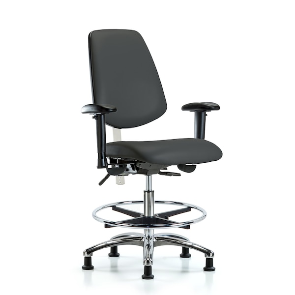 Blue Ridge Ergonomics Clean Room Chair Vin Med Ben Chair, Med, Bk, Gry, CL100, Adjustable Arms, 22" to 29" Height, Vinyl BR-NCR-VMBCH-MB-CR-T0-A1-CF-RG-8605 - main