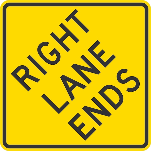 Lyle W9-1R, Right Lane Ends, 36x36, High Intensity Prismatic, Yellow G-16346-HI_36x36 - main