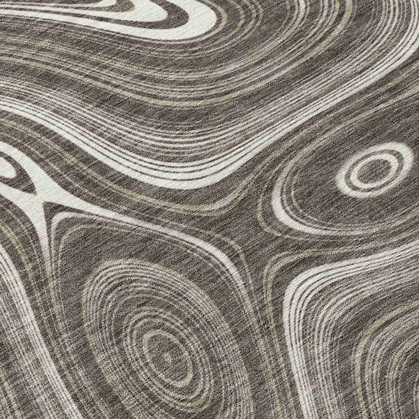 Homeroots 5' X 8' Gray And Ivory Geometric Washable Indoor Outdoor Area Rug 631384 - main