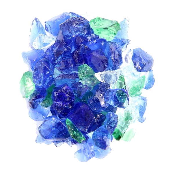 Homeroots Blue And Green Round Reflective Fire Pit Glass 479096 - main