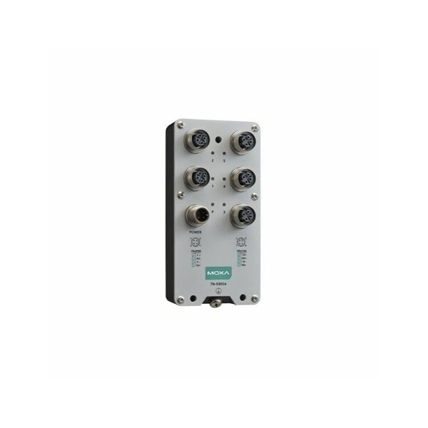 Moxa EN 50155 unmanaged Ethernet switch with 5 10/100BaseTX ports, M12 connecto TN-5305A-WV-CT-T - main