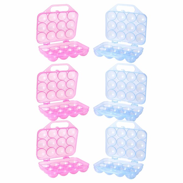 Basicwise Clear Plastic Egg Carton, 12 Egg Holder Carrying Case with Handle, Set of 6 QI003329.6 - main