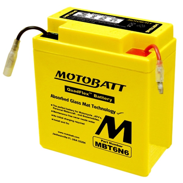 Motobatt 6V 6Ah AGM Powersports Battery replaces 6N61B 6N6-3B 6N63B1 6N61D 6N61D2 MBT6N6 - main