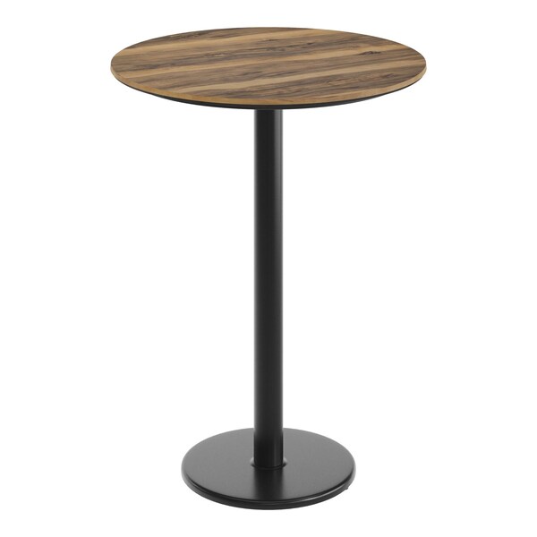 Flash Furniture Commercial 31.25" Natural HPL Tabletop with Black Bar Height RD Base ST-RD31-NAT-TR18B-GG - main