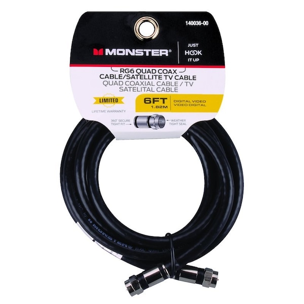 Monster Cable Just Hook It Up 6 ft. Weatherproof Video Coaxial Cable 140036-00 - main