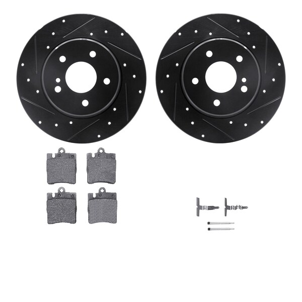 Dynamic Friction Co DFC Rotors-Drilled & Slotted-Black w/ EURO 5000 Ceramic Brake Pads Incl Hdw 8612-63051 - main