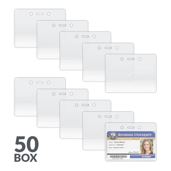 C-Line Products 2-1/8" x 3-1/2 " Clear Hoizontal Proximity Badge Holders, 50/PK 89932 - main