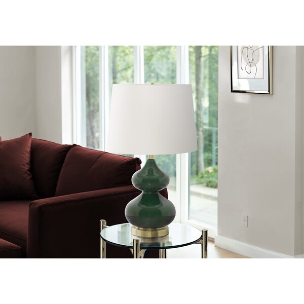 Monarch Specialties Lighting, 24''h, Table Lamp, Green Glass, Ivory / Cream Shade, Contemporary I 9768 - main