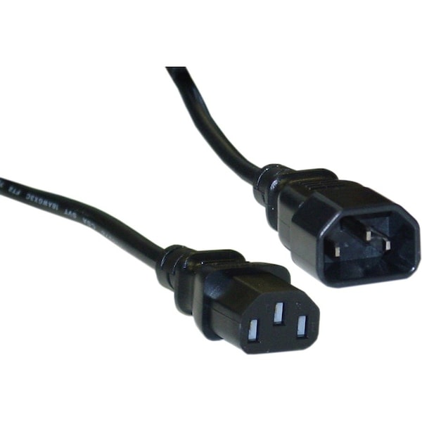 Cable Wholesale Computer / Monitor Power Extension Cord, Black, C13 to C14, 10 Amp, 6 foot 10W1-02206 - main