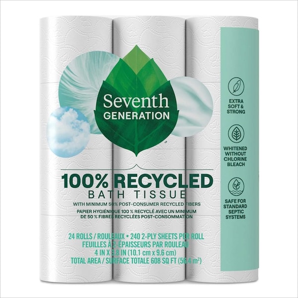 Seventh Generation 2 Ply 100 Percent Recycled Toilet Paper, 240 count, 2PK 64358401 - main