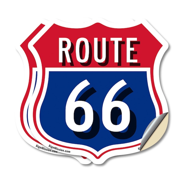 Signmission Route Marker Shield Sign Route 66, 4 inch X 4 inch, Vinyl Decal, 2PK SHI-D-2PACK-4-459 - main