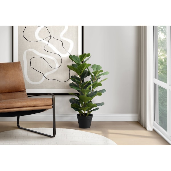 Monarch Specialties Artificial Plant, 32" Tall, Fiddle Tree, Indoor, Faux, Fake, Floor, Greenery, Potted, Real Touch I 9511 - main