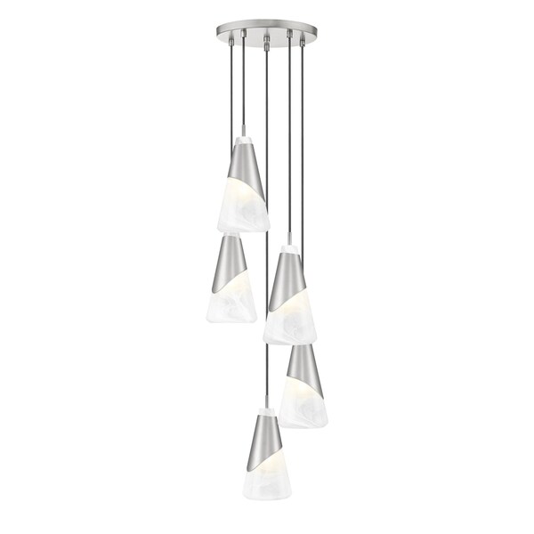 Z-Lite Aimie 5-Light Chandelier, 12 in W x 13 in H, Brushed Nickel 828P6-5R-BN - main