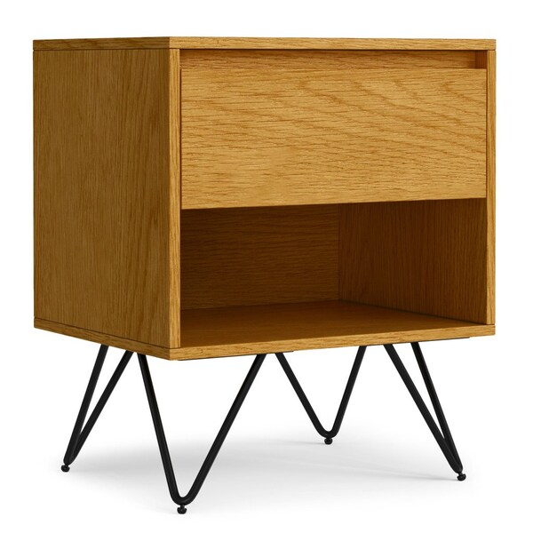 Homeroots 24" Oak Solid Wood Two Drawer Nightstand 640743 - main