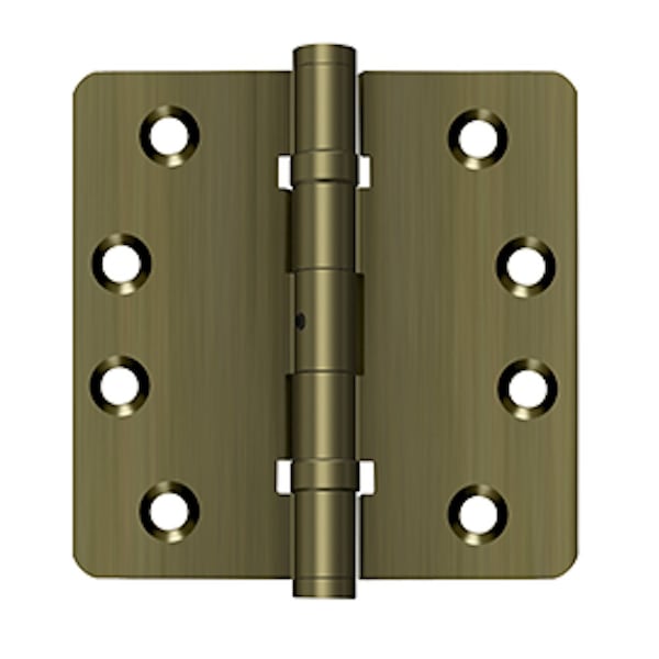 Deltana Pair of 4 x 4 x 1/4 Ball Bearing Radius Hinges with Non Removable Pin; Antique Brass Finish DSB4R4NB5 - main