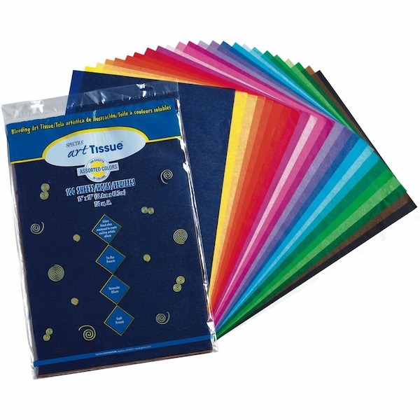 Spectra Deluxe Bleeding Art Tissue, 25 Colors, 12 x 18", 100 Sheets/Pk, PK3 59530 - main