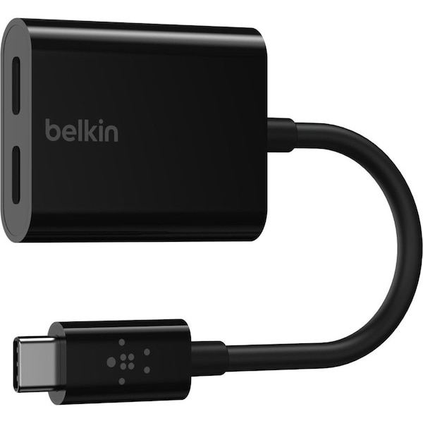 Belkin CONNECT USB-C AUDIO AND CHARGE ADAPTER- USB TYPE C RIGHT CONNECTOR - MALE RIGHT F7U081BTBLK - main