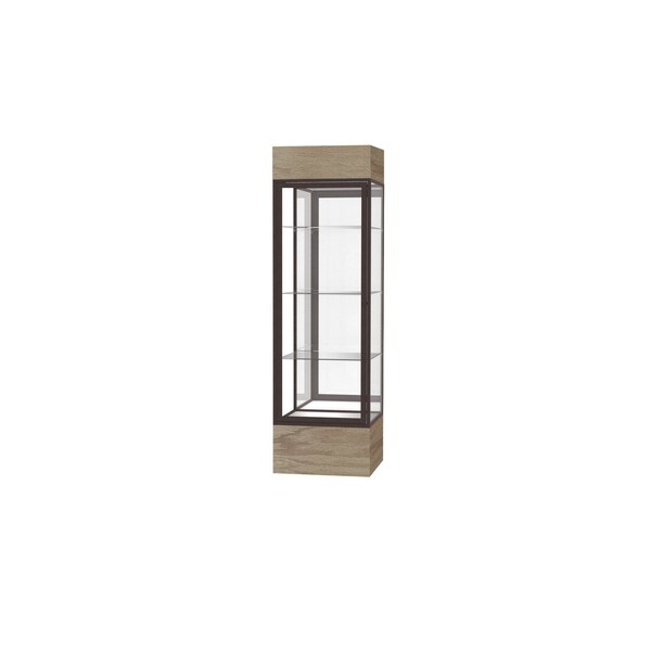 Ghent Keepsake Display Case, Lighted, Driftwood Oak Fnsh, Mrrr Bck, Drk Brnz Almnm Frm, 80"Hx 24"Wx24"D 4124MB-BZ-DK - main
