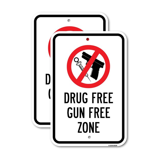 Signmission Drug Free Gun Free Zone, Heavy-Gauge Aluminum Rust Proof Parking Sign, 18" x 24", A-1824-25239 A-1824-25239 - main