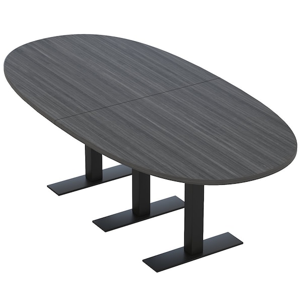 Skutchi Designs 8ft Conference Table With Power Unit | 8 Person Modular Boval Meeting Table | Harmony Series HAR-BOVL-48X96-T.BK-WA7949-NA - main