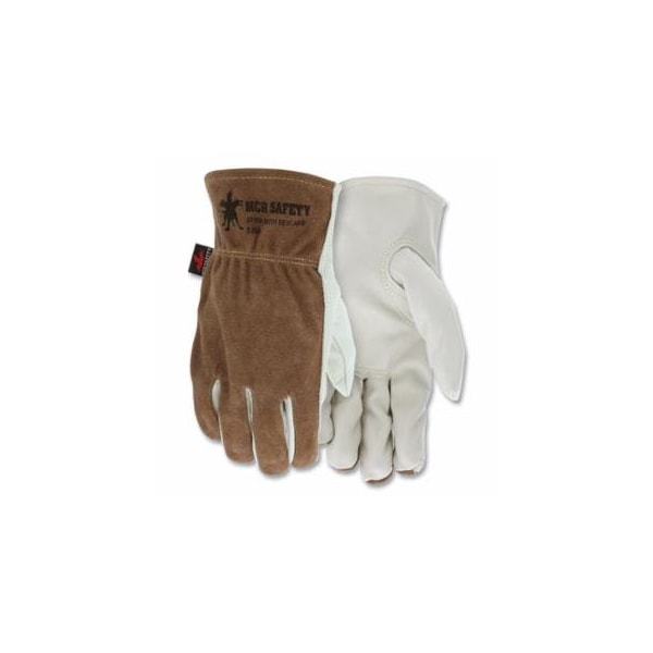 Mcr Safety Cowhide Palm/Split Leather Back Drivers Gloves, 3204, X-Large, Select Cow Grain Palm, 12PK 127-3204XL - main