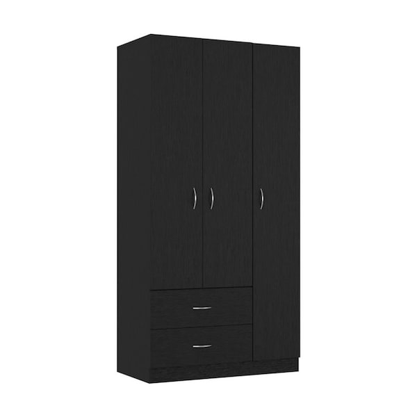 Homeroots 71" Black Manufactured Wood Two Drawer Combo Dresser 478412 - main