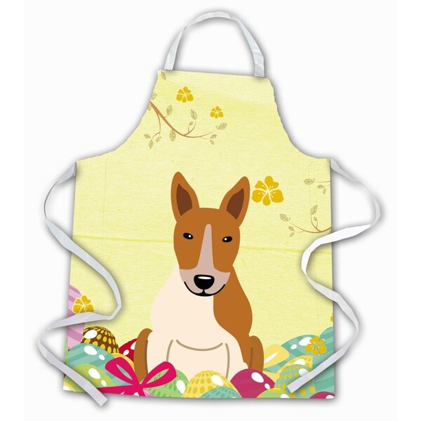 Carolines Treasures Easter Eggs Bull Terrier Red & White Apron BB6135APRON - main