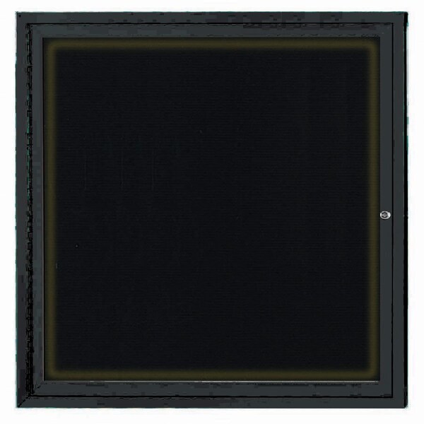 Aarco Illuminated Enclosed Letter Board Directory w/ Powder Coated Black Al Frame, 36''Hx36''W 1 Door ADC3636IBK - main