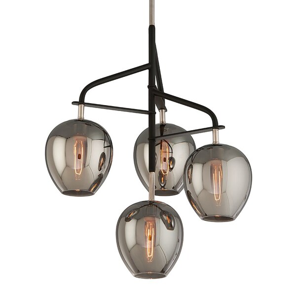 Troy Lighting Odyssey 4 Light Chandelier 24 In. Textured Black & Polish Nickel F4295-TBK/PN - main