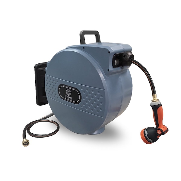 Queue Solutions Retractable Garden Hose Reel 100 ft, Blue GHR-1/2-BL-100 - main