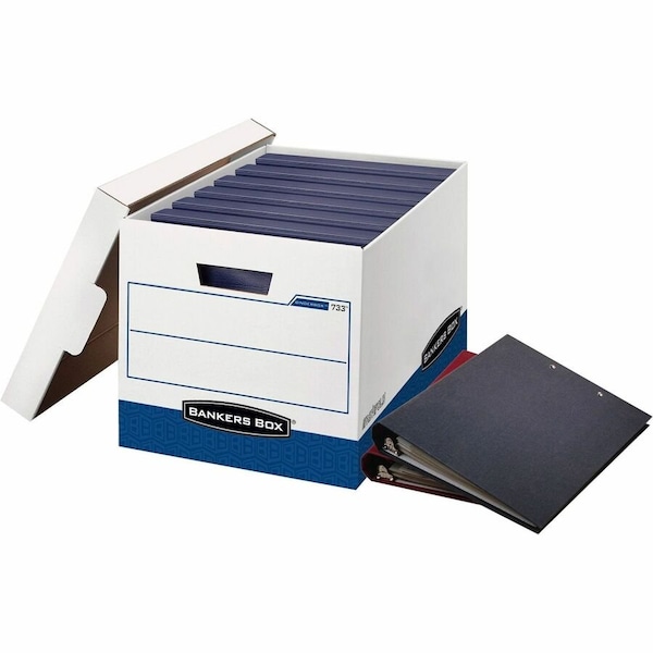 Bankers Box File Box, Corrugated Fiberboard, 12 1/4 in W, 18 1/2 in D, 12 in H, Lift-Off Locking Lid Closure 73301 - main