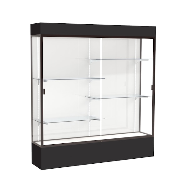 Ghent Lighted Floor Display Case 72x80x16, White, Bronze 3176WB-BZ-BK - main