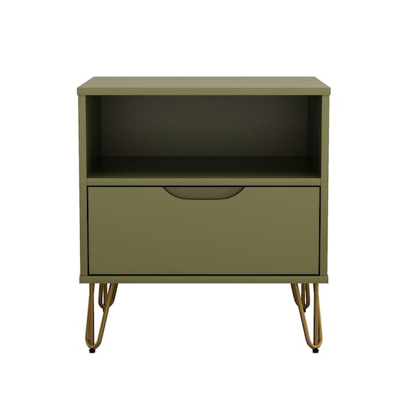 Manhattan Comfort Rockefeller 20" Nightstand in Olive Green, 1-Drawer 101GMC9 - main