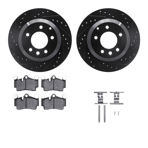 Dynamic Friction Co DFC Rotors-Drilled & Slotted-Black w/ EURO 5000 Ceramic Brake Pads Incl Hdw 8612-74046 - main