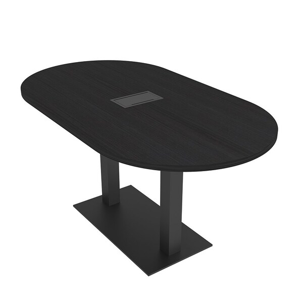 Skutchi Designs Racetrack Conference Table With Power Unit, 36 in W, 72 in L, Black HAR-RAC-36X72-DOU.BK-U999ST19-EBLK - main