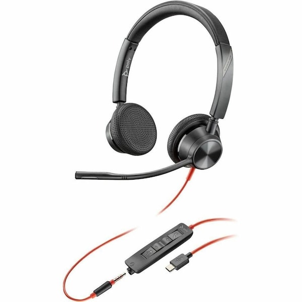 Hp POLY BLACKWIRE 3325 STEREO USB-C HEADSET +3.5MM PLUG +USB-C/A ADAPTER 8X221AA - main