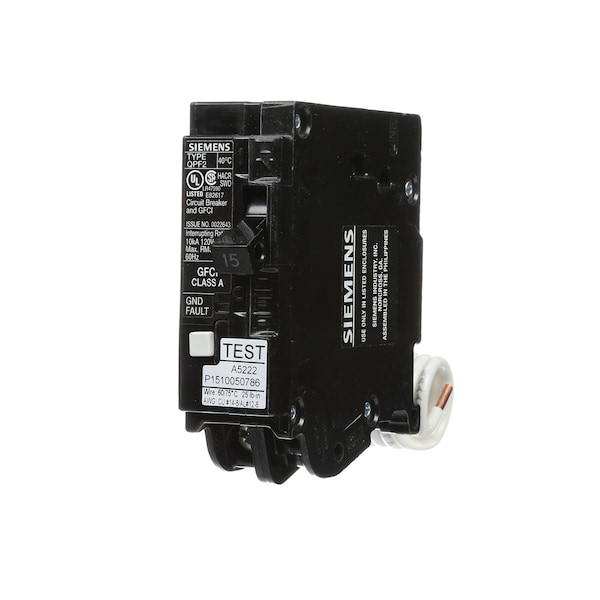 Siemens QF Series 15 Amp 1-Pole GFCI Circuit Breaker, 120V, 10kAIC QF115A_SIE - main