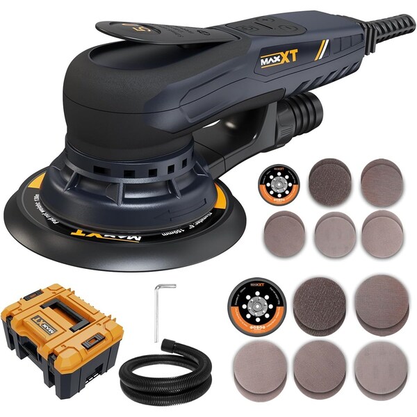 Wrightmaster 3A Corded Brushless Orbital Sander with 5&6 in. Sanding Pads, 6 Variable Speeds, Electronic Braking ZR-R7303-4-3 - main