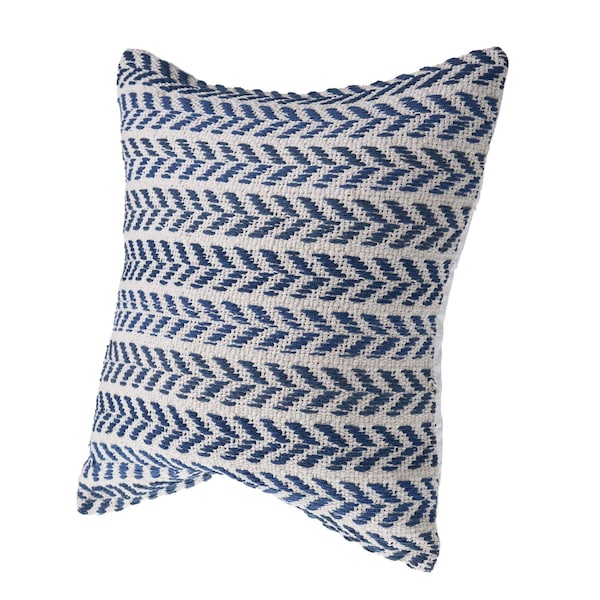 Homeroots Set of Two 18" X 18" Blue Beach Chevron Cotton Zippered Pillow, 2PK 535274 - main