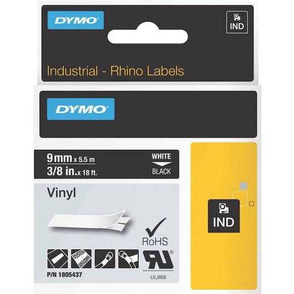 Dymo RHINO 3/8IN BLACK VINYL-9MM 1805437 - main