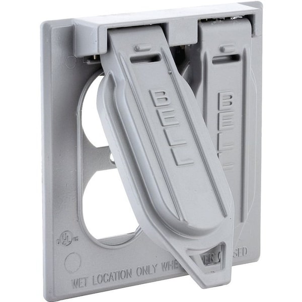 Hubbell Cover, 1-13/32 in Dia, 4-17/32 in L, 4-17/32 in W, Aluminum, Gray, Powder-Coated 5148-0 - main