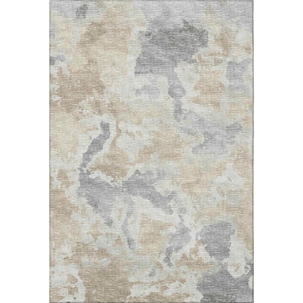 Homeroots 10' X 14' Beige Charcoal And Gray Abstract Washable Indoor Outdoor Area Rug 643594 - main