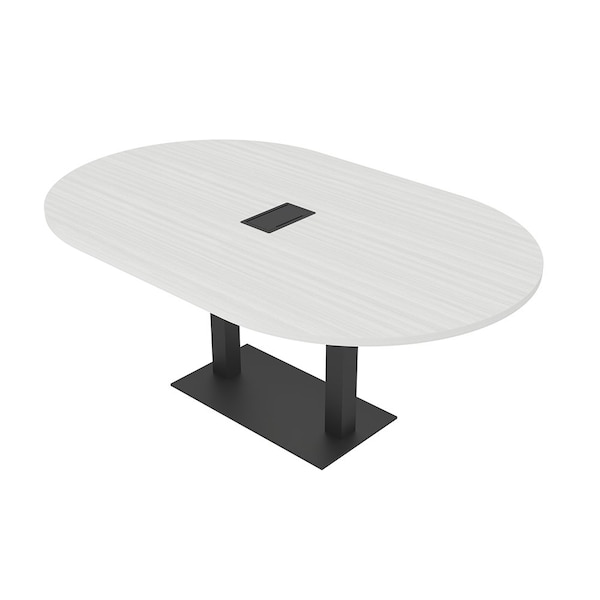 Skutchi Designs Racetrack Conference Table With Power, 48 in W, 84 in L, White HAR-RAC-48X84-DOU.BK-WA7976-EBLK - main
