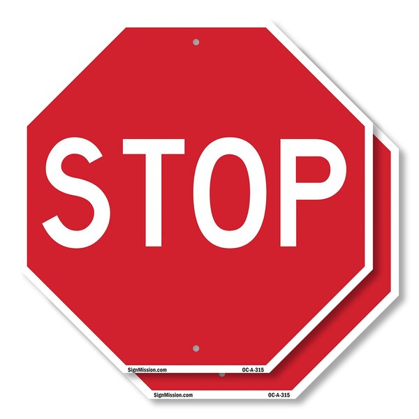 Signmission Stop, 10 inch X 10 inch, Aluminum Metal Signs, 2PK OC-A-2PACK-10-315 - main