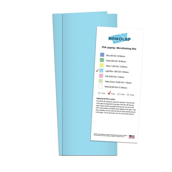 Nanolap PSA Lapping Film, 2 Pc 9 Micron (1,800 Grit), 4-0.25 in x 11 in Microfinishing Fine Sanding Paper 61569N - main
