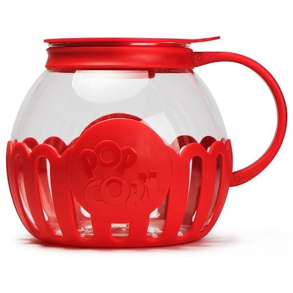 Ecolution Micro-Pop DST Popcorn Popper, 3 qt Capacity, Glass, Red, Ergonomic Handle EKPRE-4230 - main